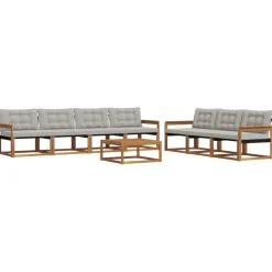 vidaXL Conjunto de sofás de exterior 8 pcs Gris Natural y Claro Gris claro y natural Online
