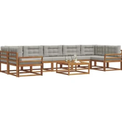 vidaXL Conjunto de sofás de exterior 8 pcs Gris Natural y Claro Gris claro y natural Online