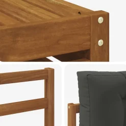 vidaXL Conjunto de sofás de exterior 9 pcs Natural y antracita Hot