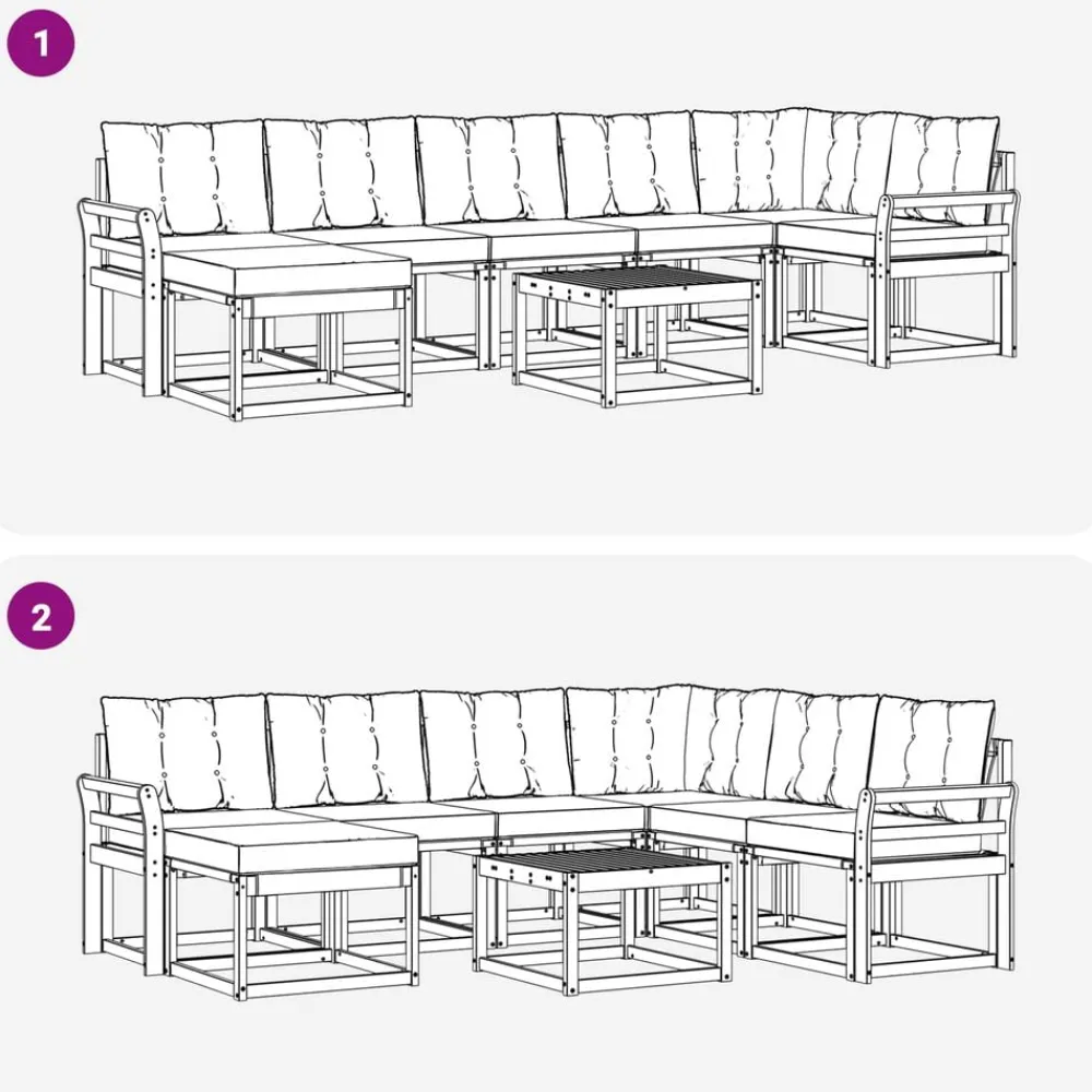 vidaXL Conjuntos De Muebles-Conjunto de sofás de exterior 8 pcs Gris Natural y Claro