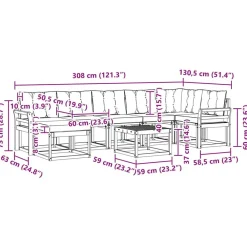 vidaXL Conjuntos De Muebles-Conjunto de sofás de exterior 8 pcs Gris Natural y Claro