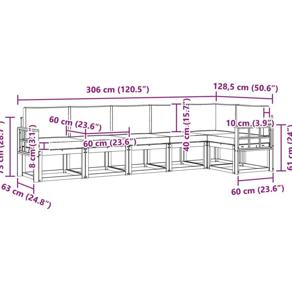 vidaXL Conjuntos De Muebles-Conjunto de sofás de exterior 6 pcs Gris Natural y Claro