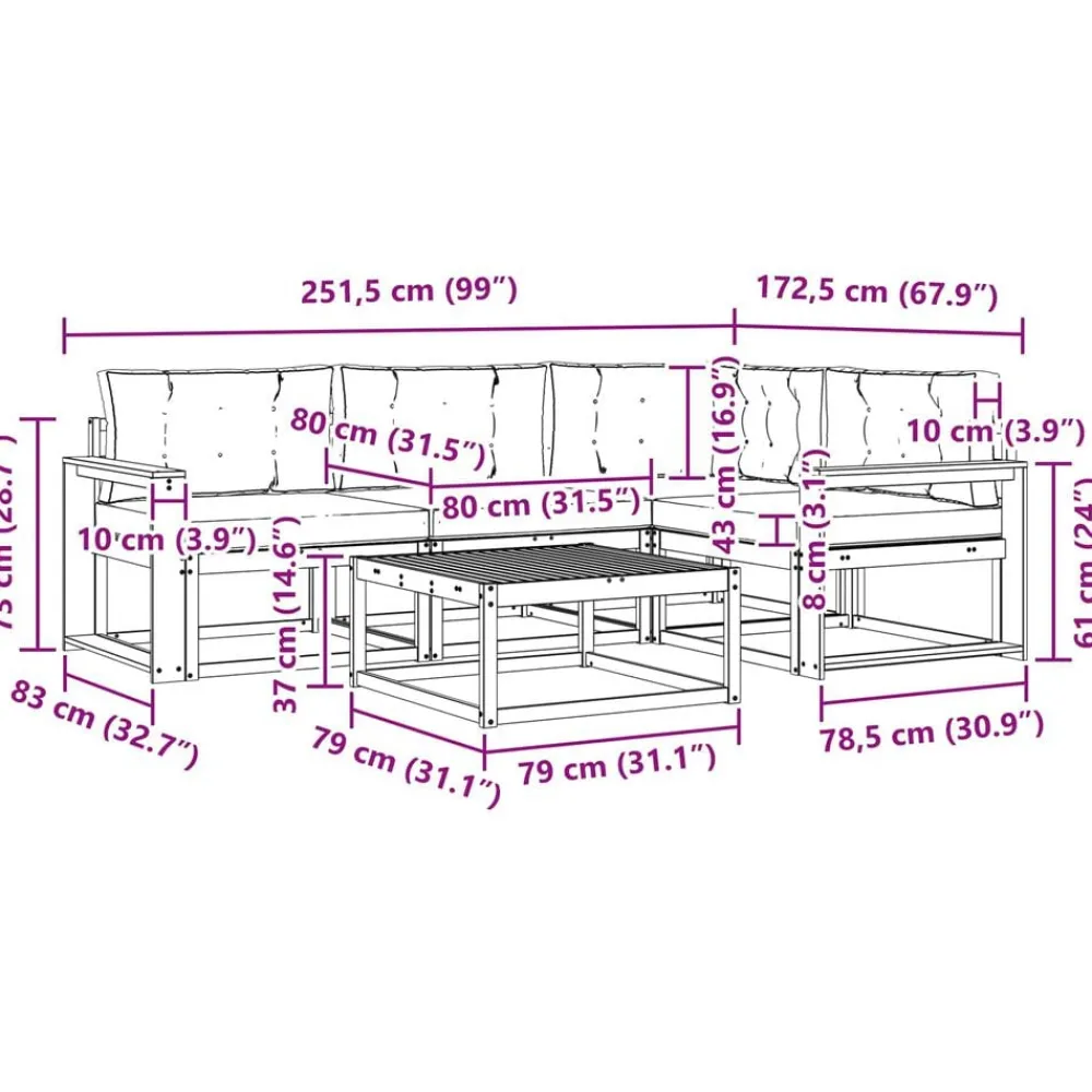 vidaXL Conjuntos De Muebles-Conjunto de sofás de exterior 5 pcs