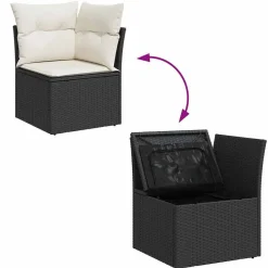 vidaXL Muebles De Jardín-Conjunto de sofás de jardín con cojín 5 pcs Marrón y crema