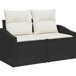 vidaXL Muebles De Jardín-Conjunto de sofás de jardín con cojín 5 pcs Marrón y crema