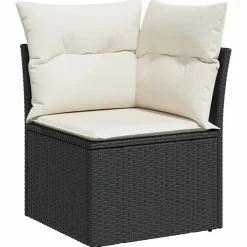 vidaXL Muebles De Jardín-Conjunto de sofás de jardín con cojín 5 pcs Marrón y crema