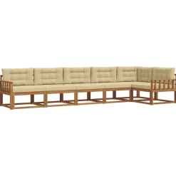 vidaXL Conjunto de sofás de exterior con cojín 6 pcs Natural y beige Online