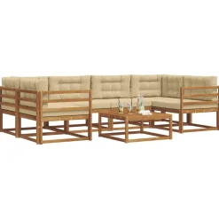 vidaXL Conjunto de sofás de exterior con cojín 7 pcs Natural y beige Best