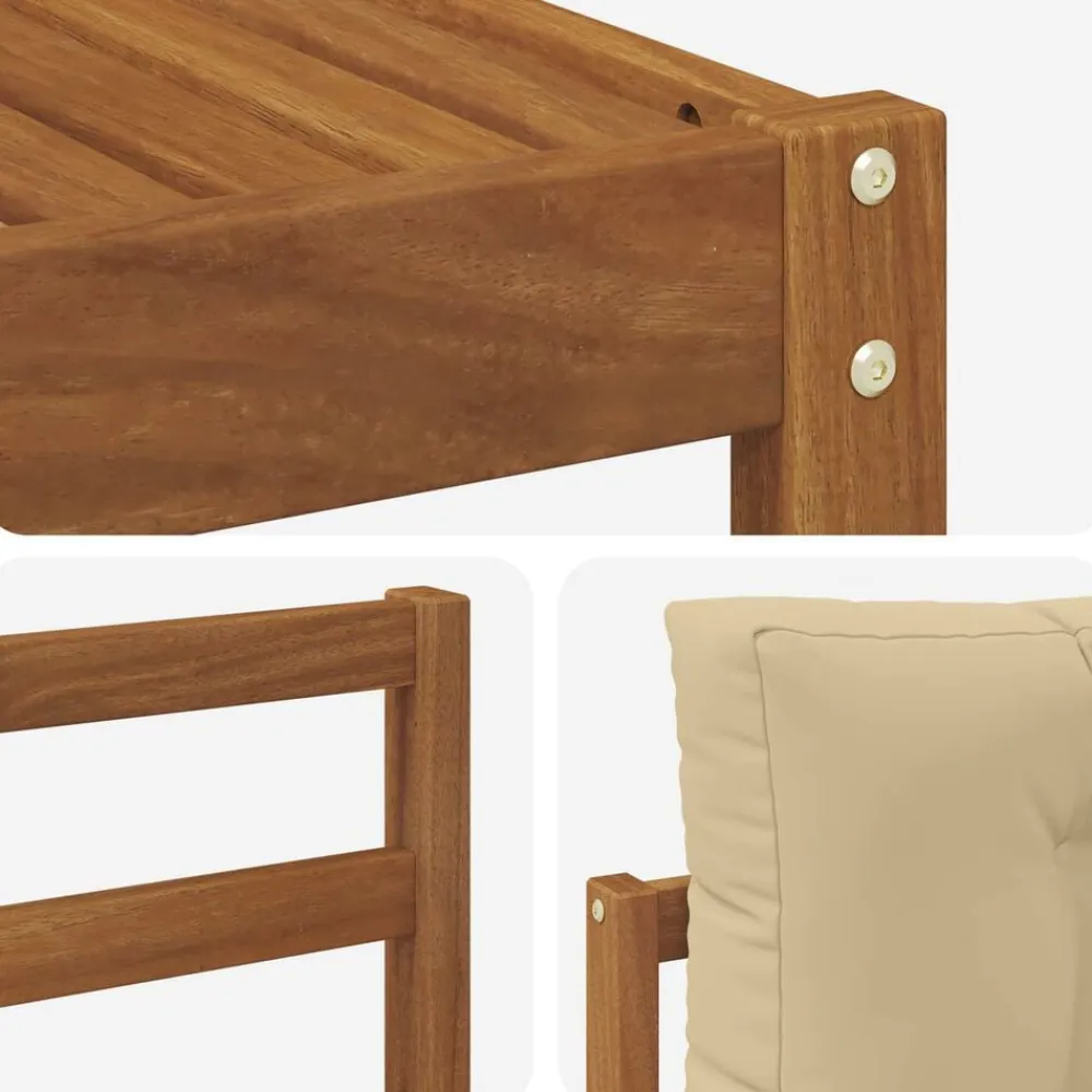 vidaXL Conjunto de sofás de exterior con cojín 7 pcs Natural y beige Best