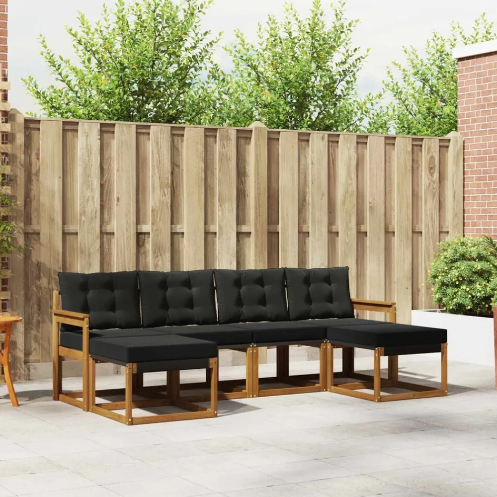 vidaXL Conjuntos De Muebles-Conjunto de sofás de exterior con cojín 6 pcs