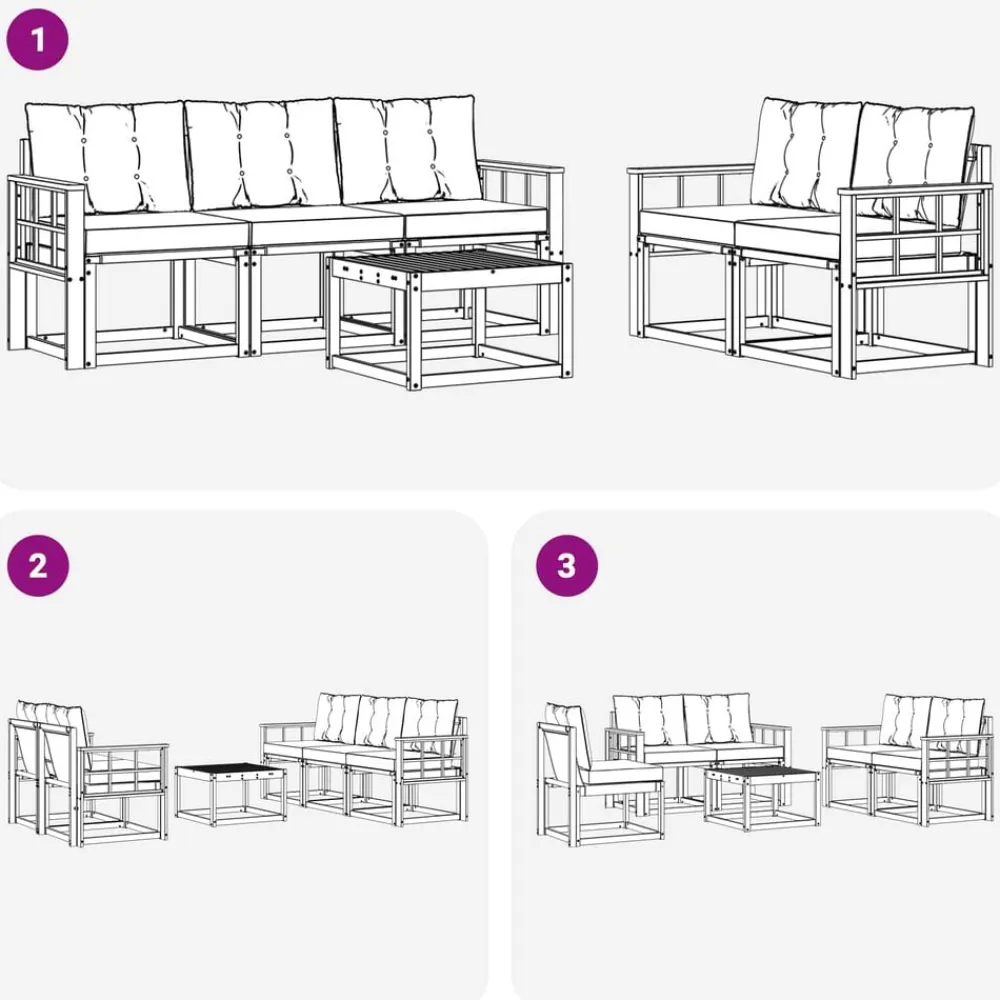vidaXL Conjuntos De Muebles-Conjunto de sofás de exterior con cojín 6 pcs