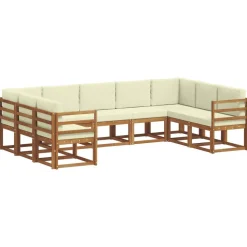 vidaXL Conjuntos De Muebles-Conjunto de sofás de exterior con cojín 9 pcs