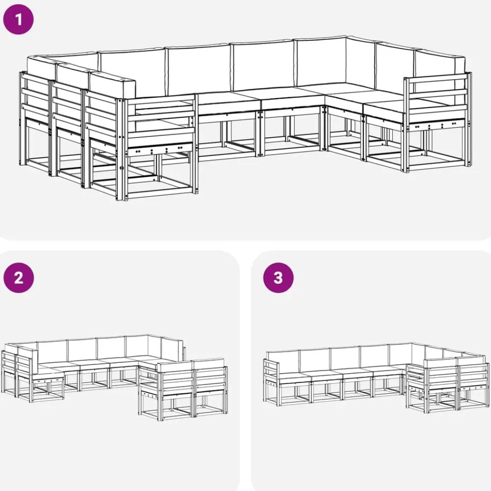 vidaXL Conjuntos De Muebles-Conjunto de sofás de exterior con cojín 9 pcs