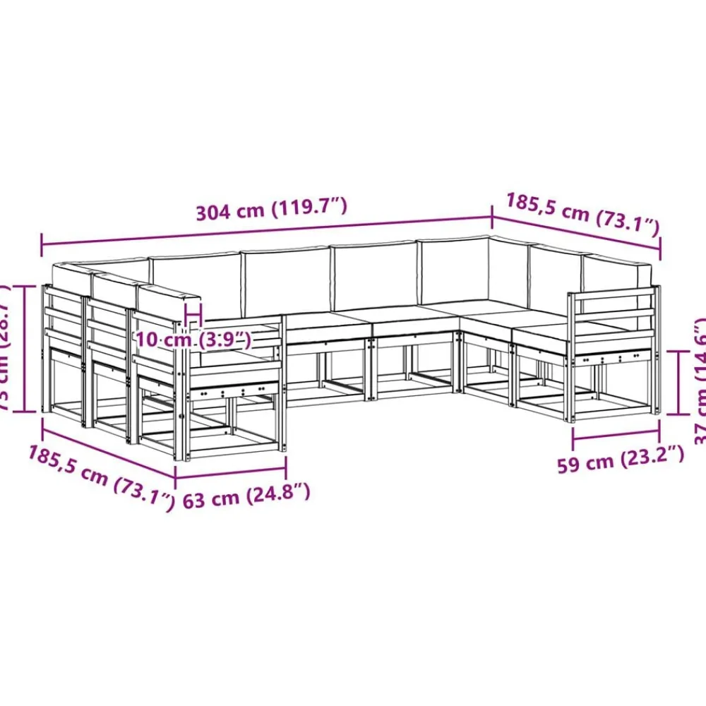 vidaXL Conjuntos De Muebles-Conjunto de sofás de exterior con cojín 9 pcs