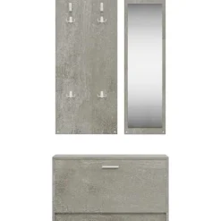vidaXL Productos Del Hogar-Conjunto de zapatero 3 en 1 madera contrachapada gris hormigón