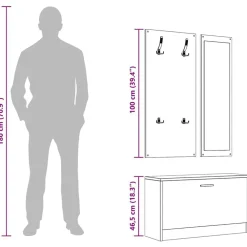 vidaXL Productos Del Hogar-Conjunto de zapatero 3 en 1 madera contrachapada gris hormigón