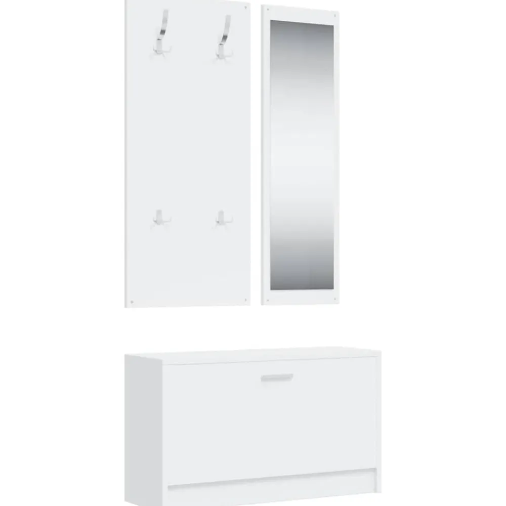 vidaXL Conjunto de zapatero 3 en 1 madera contrachapada Blanco Hot