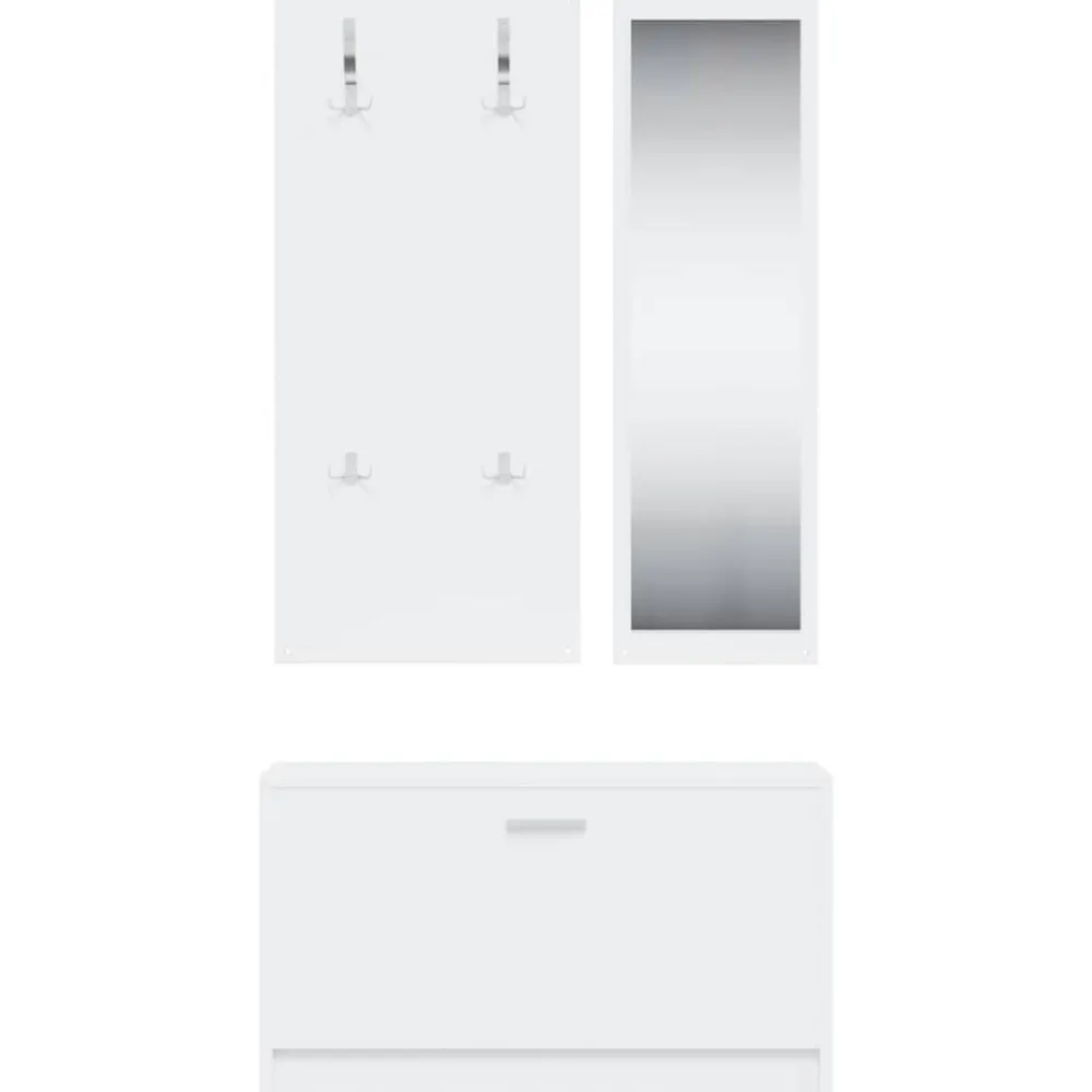vidaXL Conjunto de zapatero 3 en 1 madera contrachapada Blanco Hot