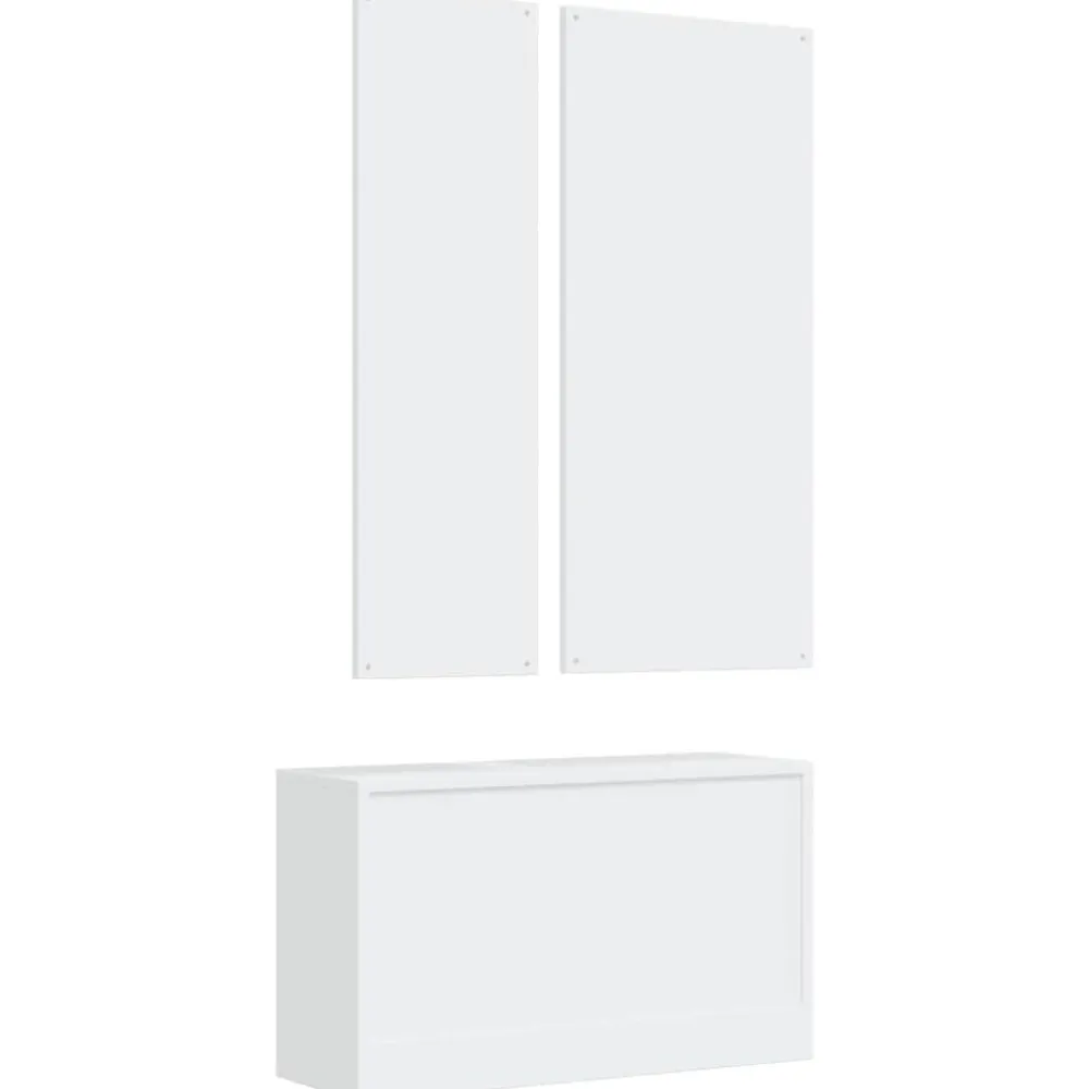 vidaXL Conjunto de zapatero 3 en 1 madera contrachapada Blanco Hot