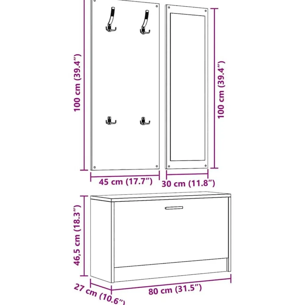 vidaXL Conjunto de zapatero 3 en 1 madera contrachapada Blanco Hot