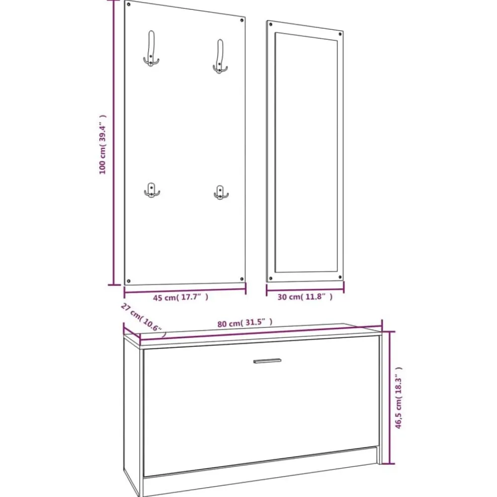 vidaXL Conjunto de zapatero 3 en 1 madera contrachapada Blanco Hot
