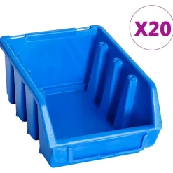 vidaXL Accesorios De Bricolaje-Contenedores de almacenaje apilables 20 unidades plástico azul