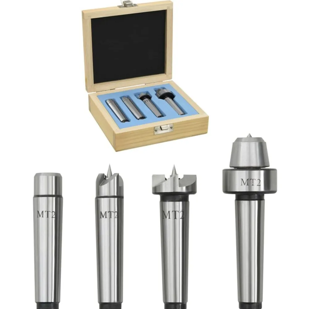 vidaXL Contrapuntos para torno de madera 4 piezas acero MT2 Clearance