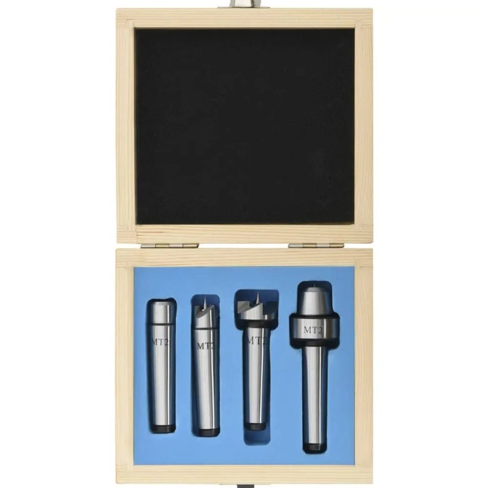 vidaXL Contrapuntos para torno de madera 4 piezas acero MT2 Clearance