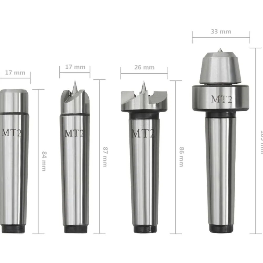 vidaXL Contrapuntos para torno de madera 4 piezas acero MT2 Clearance