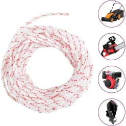 vidaXL Accesorios De Bricolaje-Cordón de arranque nailon blanco y rojo Ø3 mm 10 m