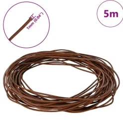 vidaXL Cordón de cuero Marrón Claro Ø1 mm x 5 m Cuero Marrón claro Outlet