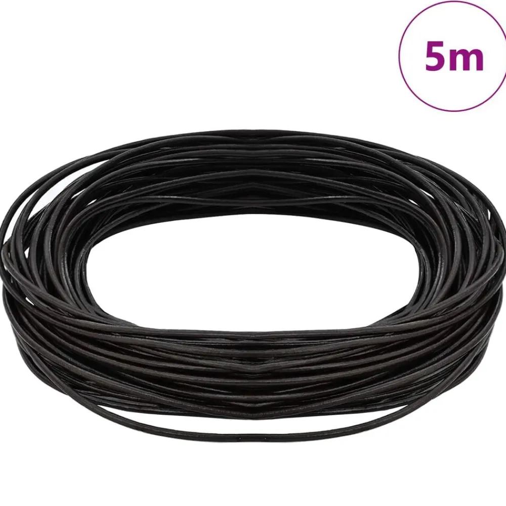vidaXL Cordón de cuero Marrón Oscuro Ø1 mm x 5 m Cuero Marrón oscuro Discount