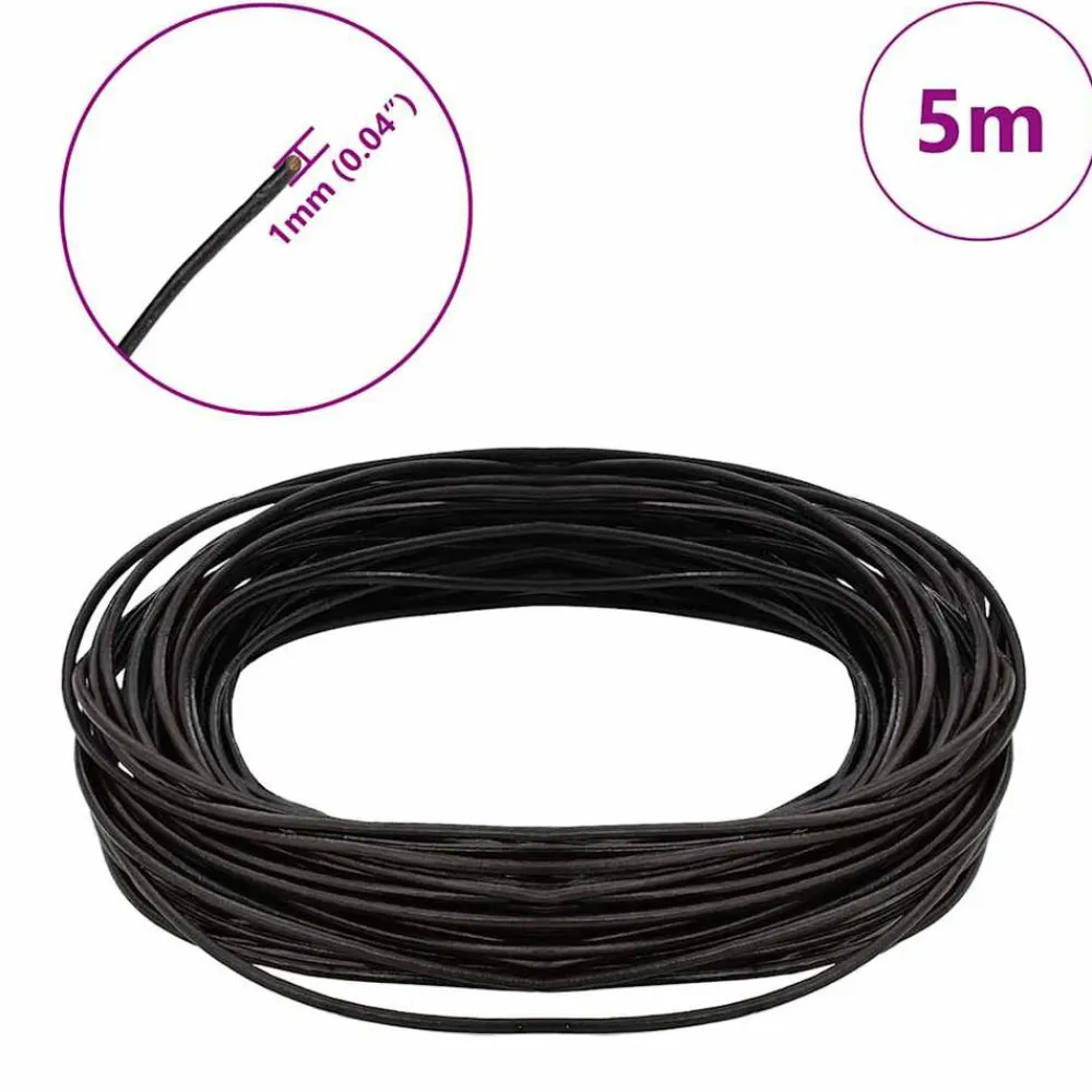 vidaXL Cordón de cuero Marrón Oscuro Ø1 mm x 5 m Cuero Marrón oscuro Discount