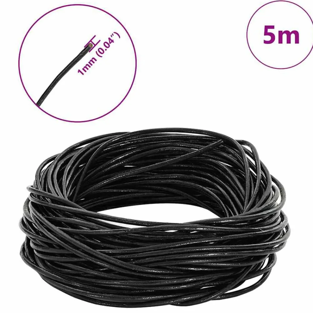 vidaXL Arte Y Ocio-Cordón de cuero Ø1 mm x 5 m Cuero