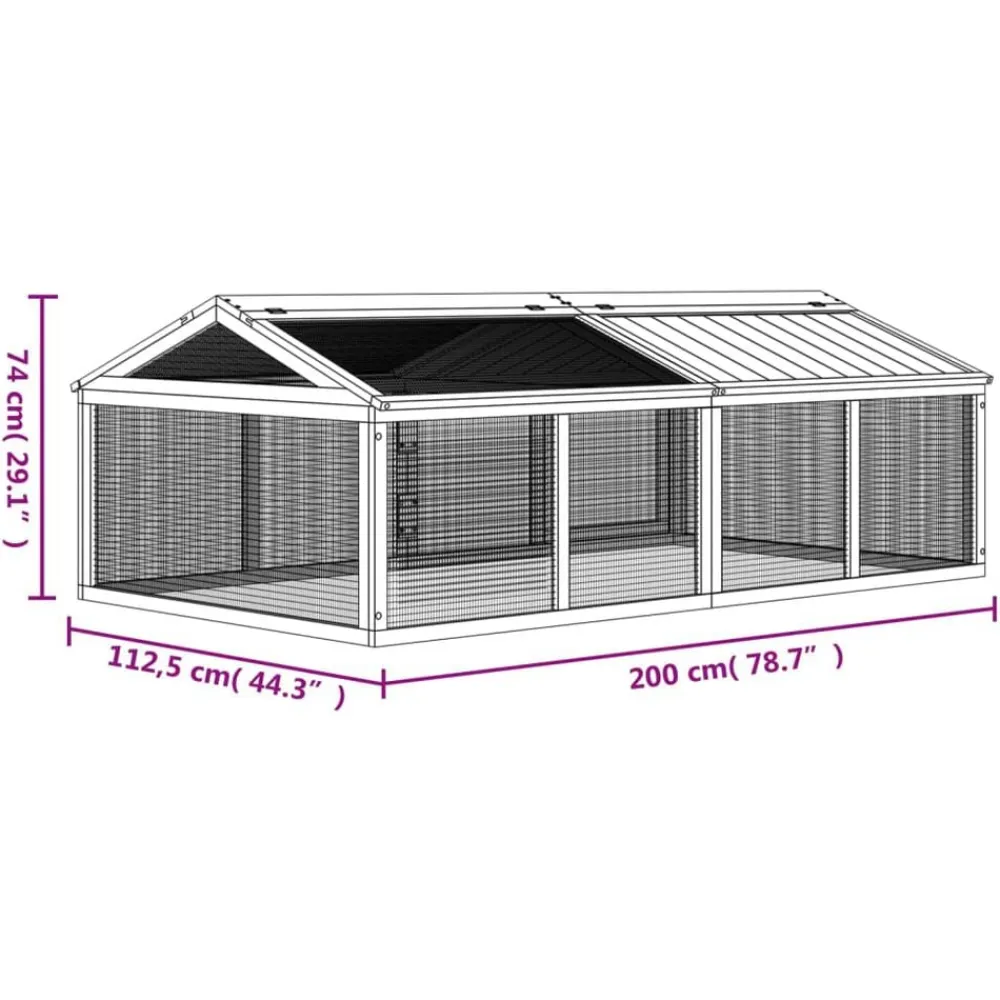 vidaXL Productos Para Mascotas-Corral de madera maciza pino marrón 200x112,5x74 cm