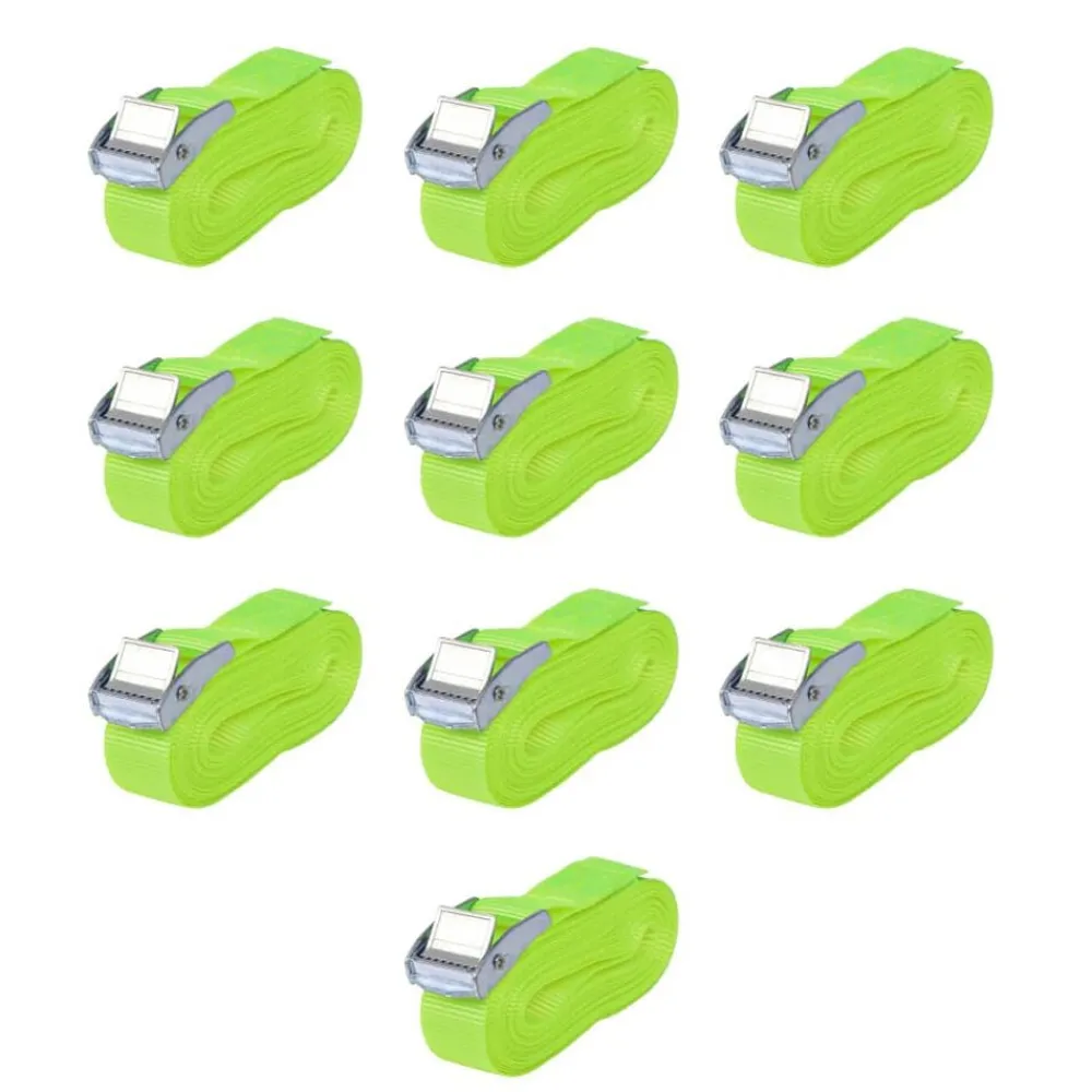 vidaXL Accesorios De Bricolaje-Correas 10 unidades verde fluorescente 0,25 T 5 mx 25 mm