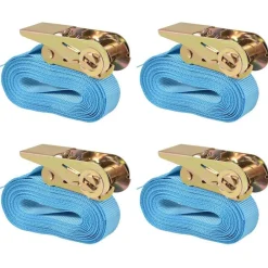 vidaXL Correas de sujeción de trinquete 4 uds 0,8 Ton 6mx25mm Azul