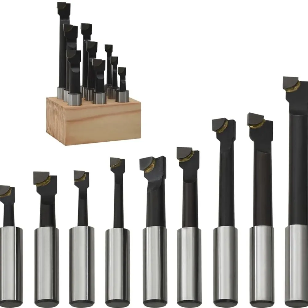 vidaXL Herramientas-Cortadoras de perforación 9 piezas 12 mm con base de madera