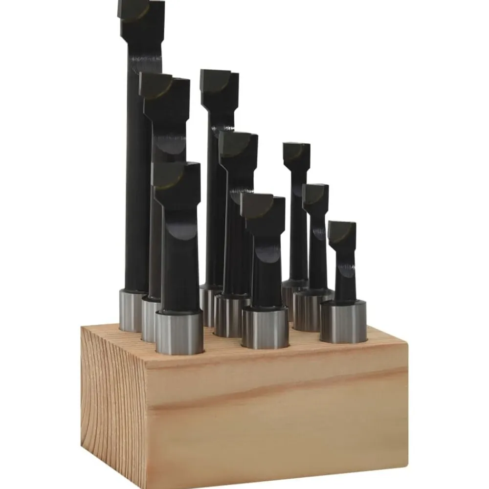 vidaXL Herramientas-Cortadoras de perforación 9 piezas 12 mm con base de madera