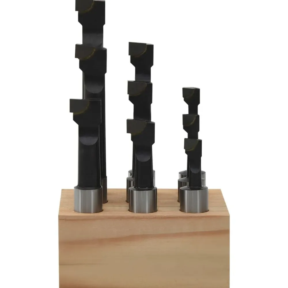 vidaXL Herramientas-Cortadoras de perforación 9 piezas 12 mm con base de madera