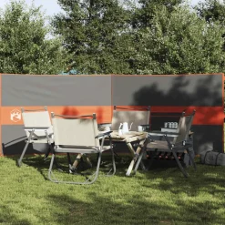 vidaXL Cortaviento de camping impermeable gris naranja 344x120 cm Gris y naranja New