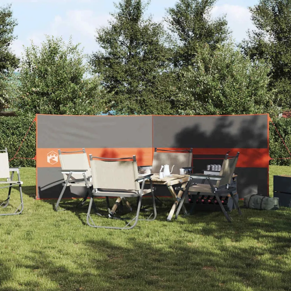 vidaXL Cortaviento de camping impermeable gris naranja 344x120 cm Gris y naranja New