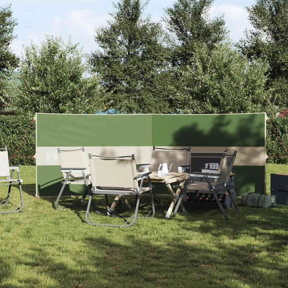 vidaXL Cortaviento de camping impermeable 344x120 cm Verde Hot