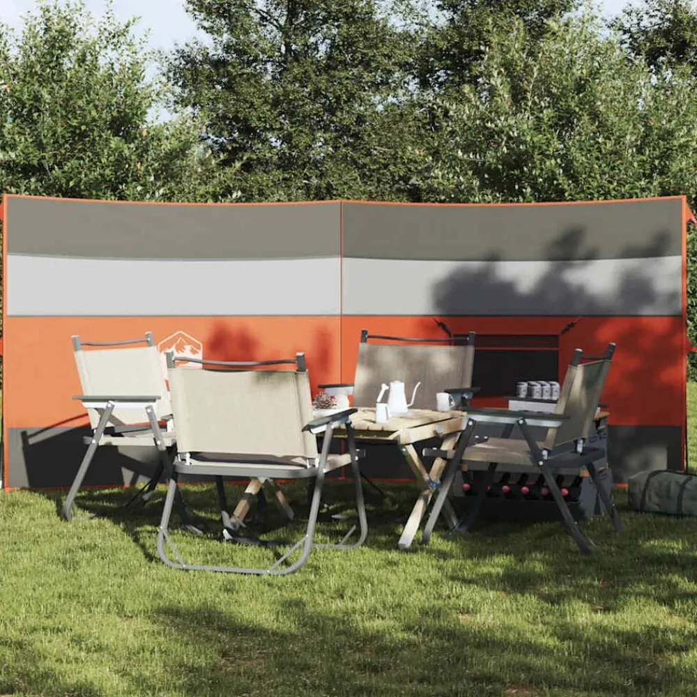 vidaXL Cortaviento de camping impermeable gris naranja 340x130 cm Gris y naranja New