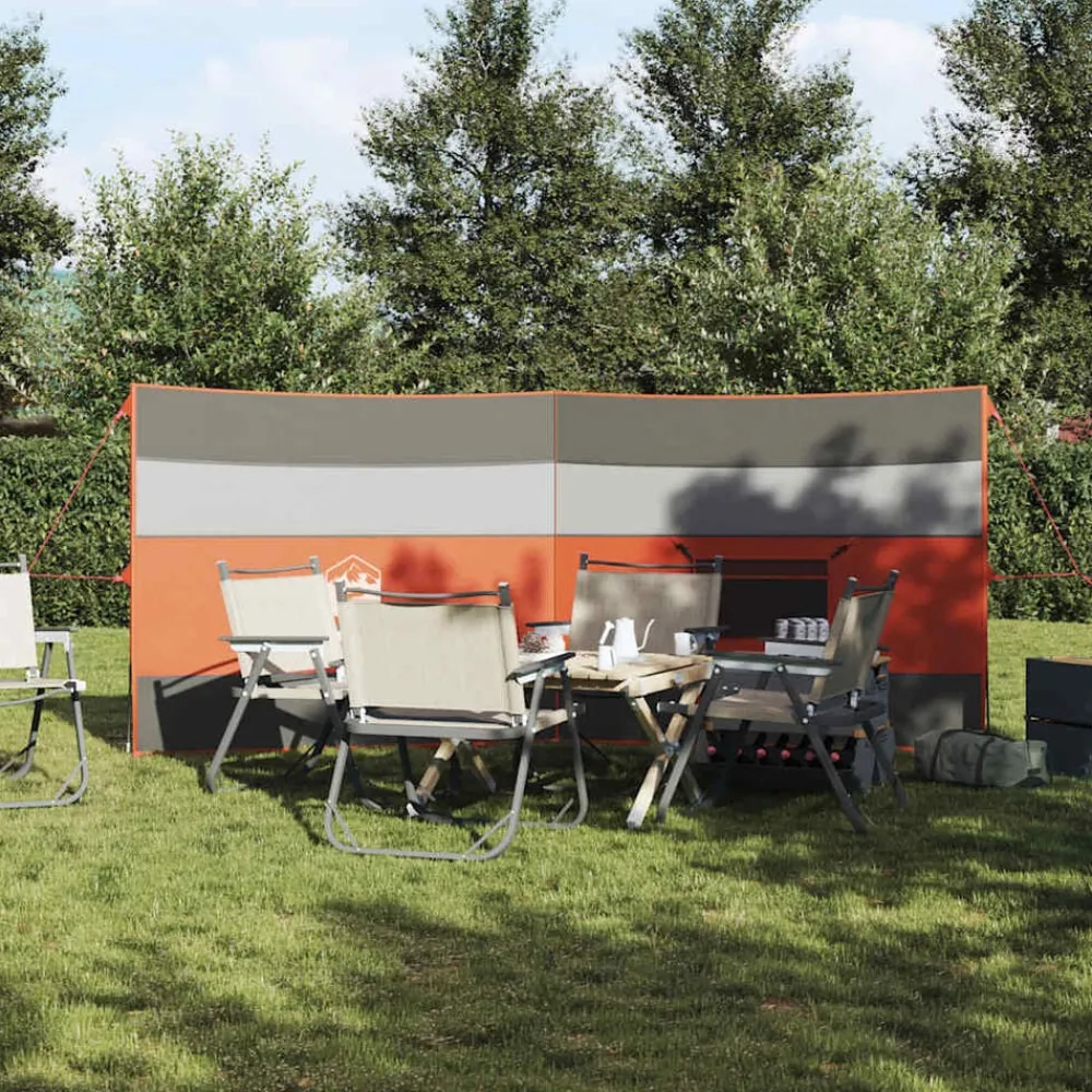 vidaXL Cortaviento de camping impermeable gris naranja 340x130 cm Gris y naranja New