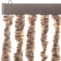 vidaXL Decoración-Cortina antimoscas chenilla beige y marrón oscuro 56x185 cm
