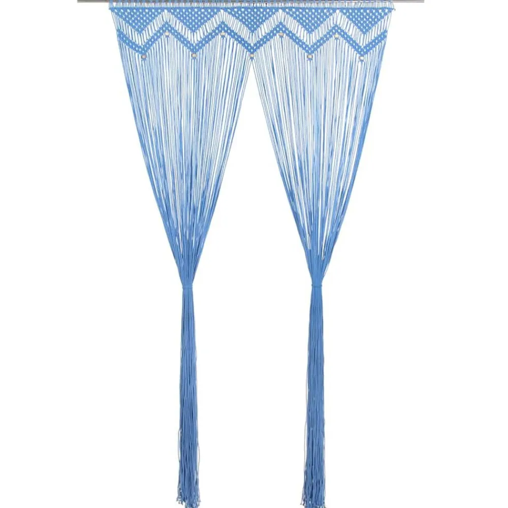vidaXL Cortina de macramé algodón 140x240 cm Azul Best