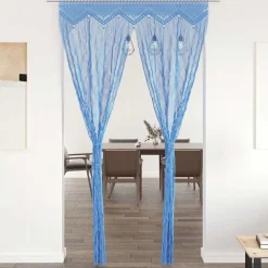 vidaXL Cortina de macramé algodón 140x240 cm Azul Best