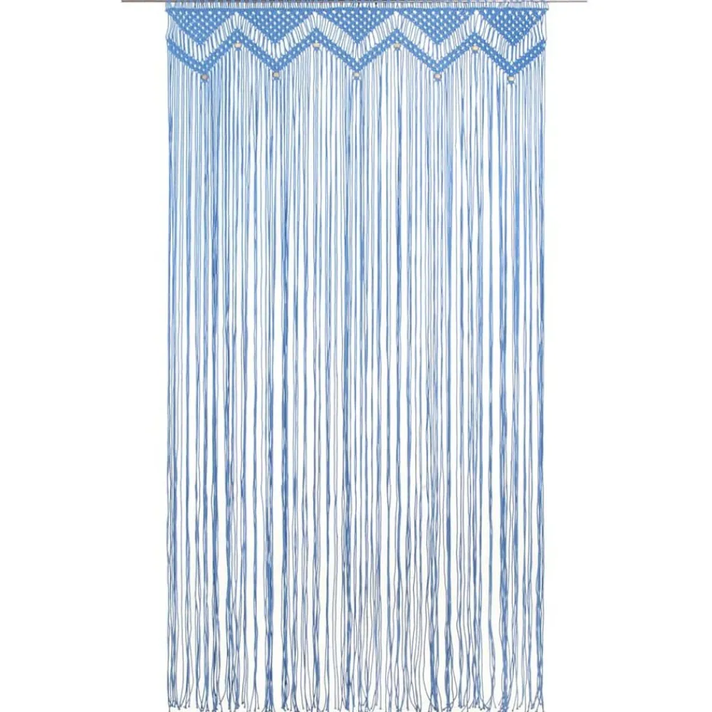 vidaXL Cortina de macramé algodón 140x240 cm Azul Best
