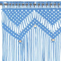 vidaXL Cortina de macramé algodón 140x240 cm Azul Best